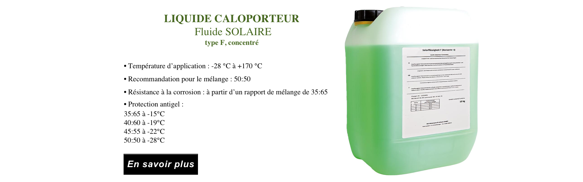 Liquide fluide solaire glycol